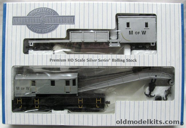 Bachmann HO Silver Series 250 Ton Crane Car and Boom Tender (Maintenance of Way) - HO Scale Model Train, 16138 plastic model kit